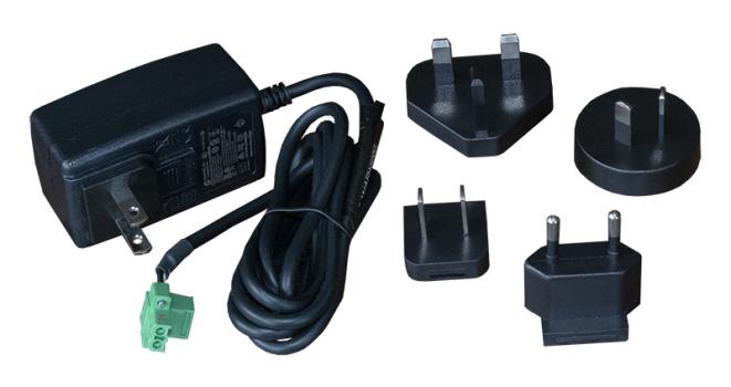 DIGI Industrial extended temperature power supply with plug tips for US, UK, EU, AU; -20° to 70° C (-4° to 158° F)